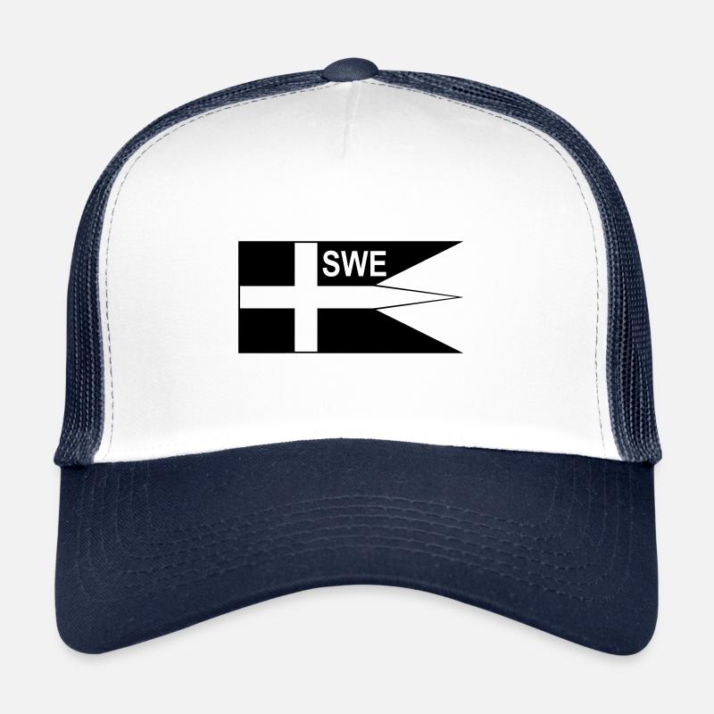 Swedish Naval Flag - Sweden three-tongued flag - Trucker Cap - white/navy