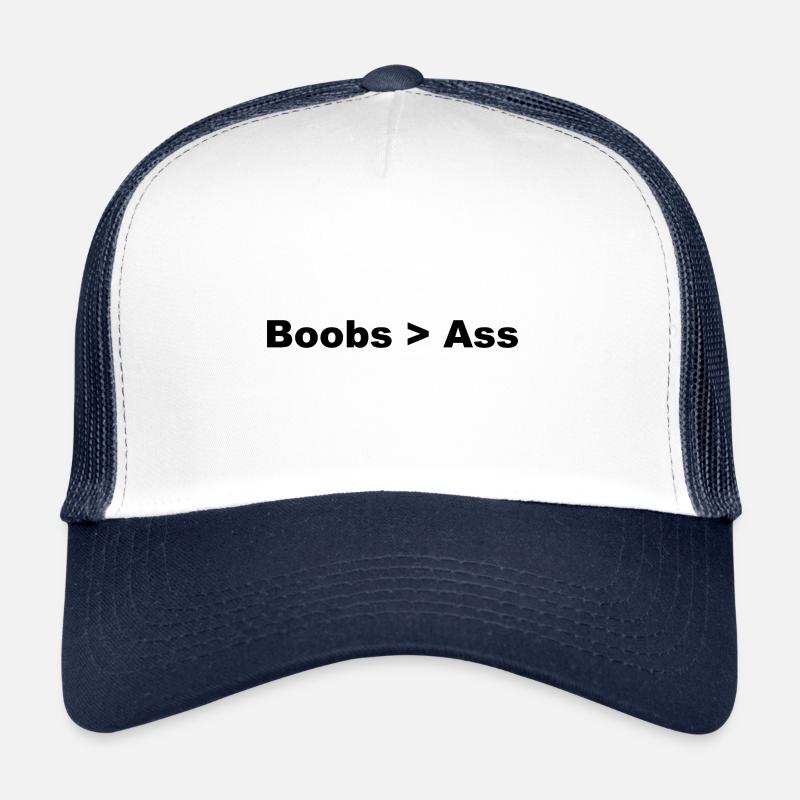 BOOBS > ASS - I love boobs design Trucker Cap
