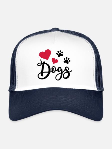 Chien Patte Patte de chien amoureux des chiens - Casquette trucker  - blanc/marine - Devant