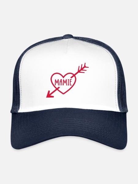 Mamie je t'aime ! - Casquette trucker  - blanc/marine - Devant