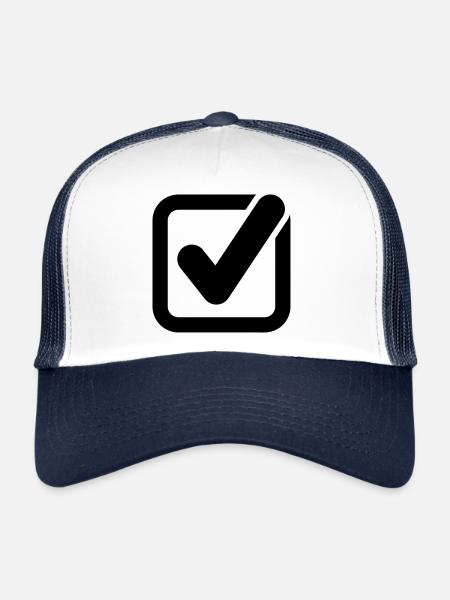 hook symbol icon - Trucker Cap - white/navy - Front