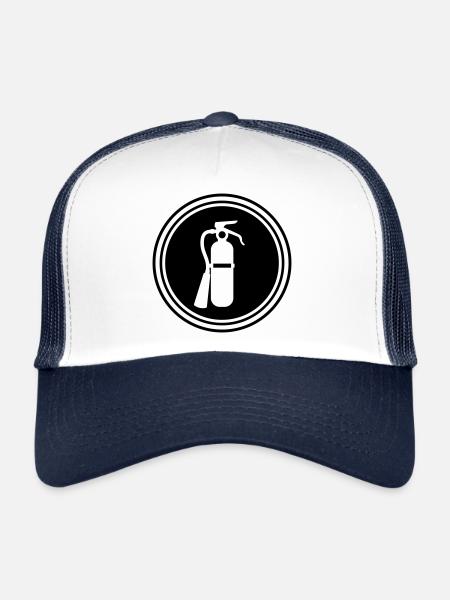 Symbole d’extincteur - Casquette trucker  - blanc/marine - Devant