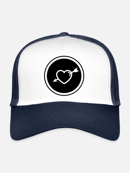 Flèche du symbole du cœur - Casquette trucker  - blanc/marine - Devant