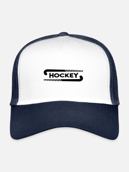 Hockey lettering with hockey sticks field hockey - Trucker Cap - white/navy - Front