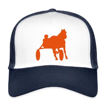 cheval course hippique - Casquette trucker  - blanc/marine - Devant
