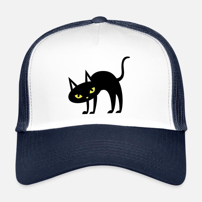 SCARY Halloween arched back cat Trucker Cap