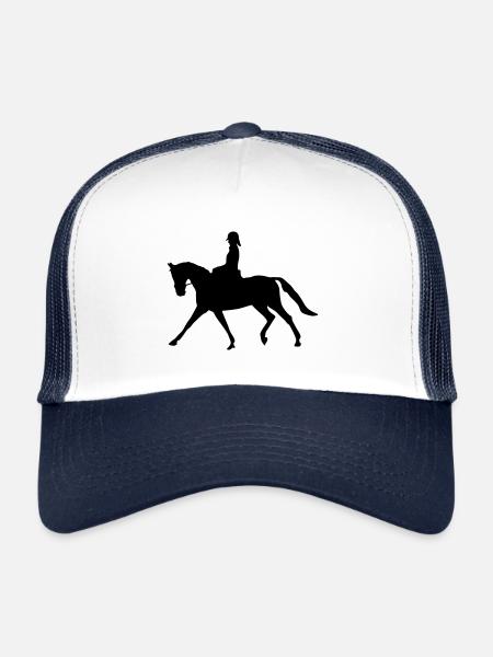 silhouette de cavalier de dressage - Casquette trucker  - blanc/marine - Devant