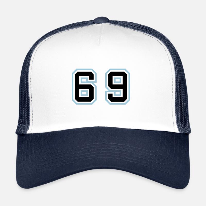 69 Zahl Symbol - Trucker Cap - Weiß/Navy