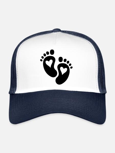 Babyfüße Herz - Trucker Cap - Weiß/Navy - Vorne