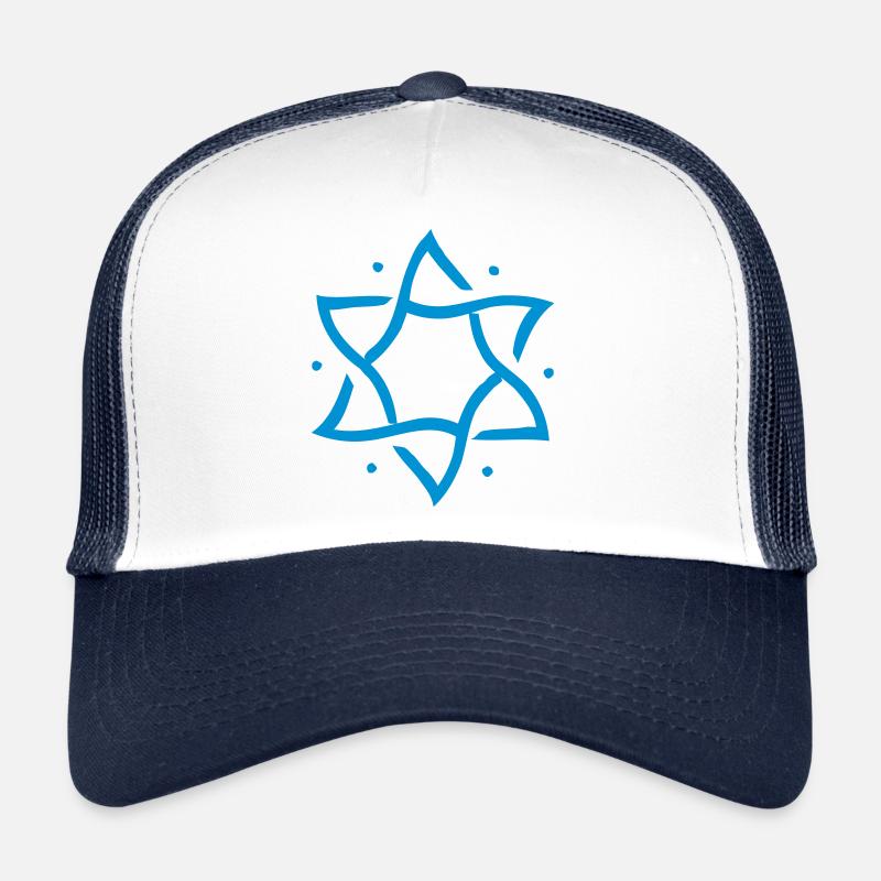 David Stern, Hexagramm, ✡ Israel Symbol Davidstern - Trucker Cap - Weiß/Navy