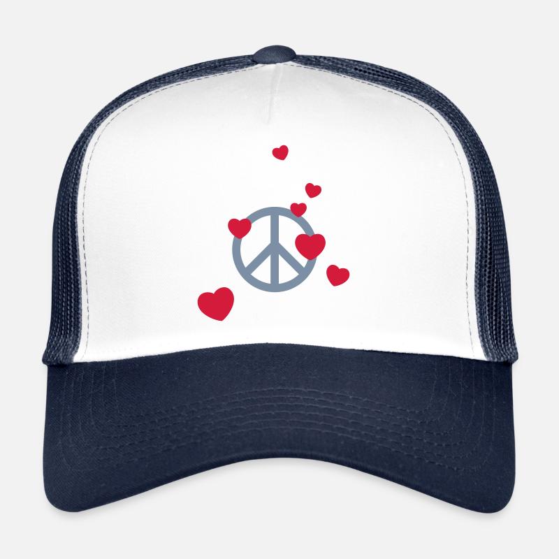 Signe de Paix Cœurs Harmonie Fleur Puissance Paix Casquette trucker 