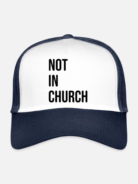 Pas à l’église - Casquette trucker  - blanc/marine - Devant