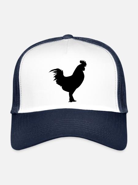 Coq silhouette poulet - Casquette trucker  - blanc/marine - Devant