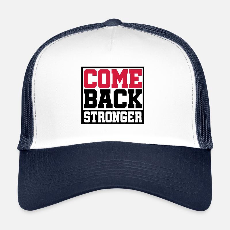 Farben änderbar | Come Back Stronger - Trucker Cap - Weiß/Navy