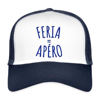 Feria de Nîmes Apéro Fêtes des vendanges - Casquette trucker  - blanc/marine - Devant