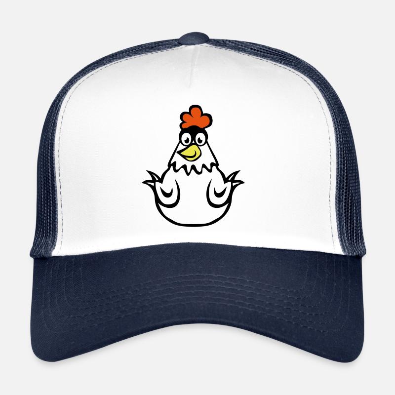 poule dessin 14 1 - Casquette trucker  - blanc/marine