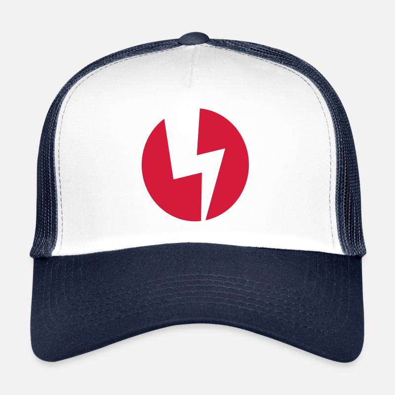 Blitz in Kreis – Logo für Elektriker - Trucker Cap - Weiß/Navy