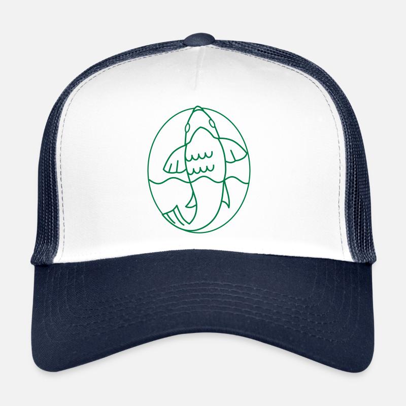Koi schwimmen in einem Oval Trucker Cap