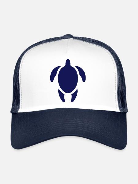 Logo de la tortue - Casquette trucker  - blanc/marine - Devant