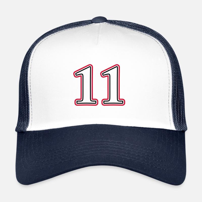 11 Zahl nummer - Trucker Cap - Weiß/Navy