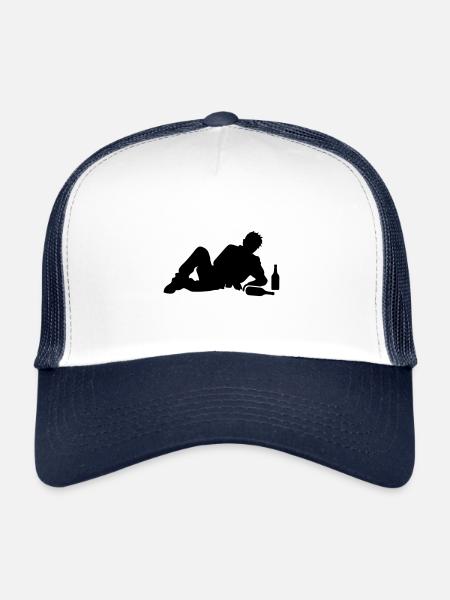 Drunk Drunk Man Boozing - Trucker Cap - white/navy - Front