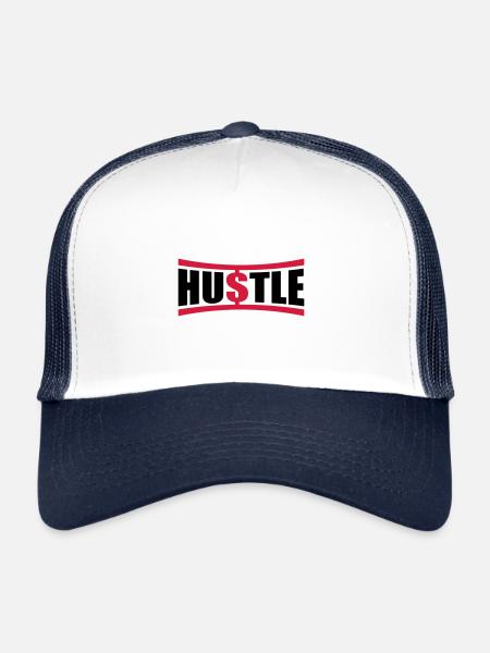 Hustle Saying - Trucker Cap - white/navy - Front
