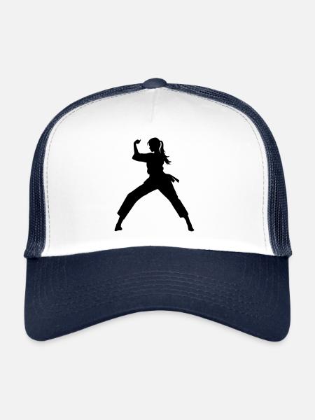 Karaté Femme Silhouette - Casquette trucker  - blanc/marine - Devant