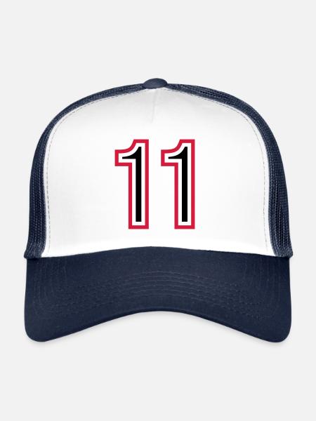 Maillot 11 Nombre d’années - Casquette trucker  - blanc/marine - Devant