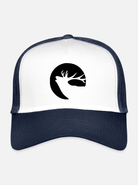 Roaring deer silhouette - Trucker Cap - white/navy - Front