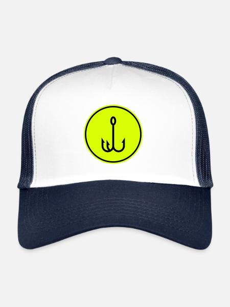 Icône de pêcheur à la ligne - Casquette trucker  - blanc/marine - Devant