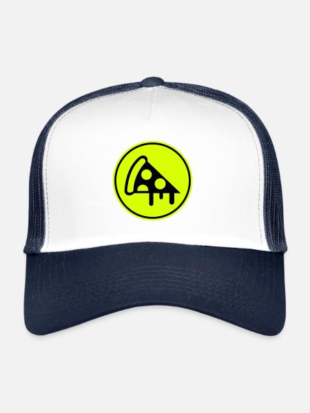 Silhouette de l’icône de la pizza - Casquette trucker  - blanc/marine - Devant