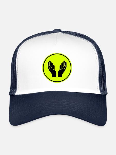 Hands Pray Icon - Trucker Cap - white/navy - Front