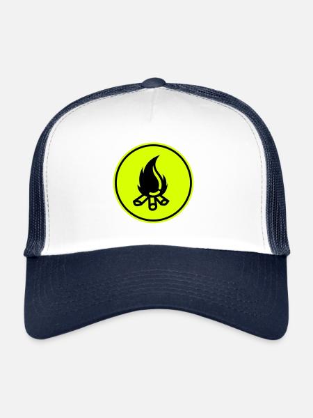 Symbole du feu de camp - Casquette trucker  - blanc/marine - Devant