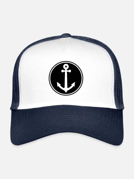 Symbole du capitaine d’ancre - Casquette trucker  - blanc/marine - Devant