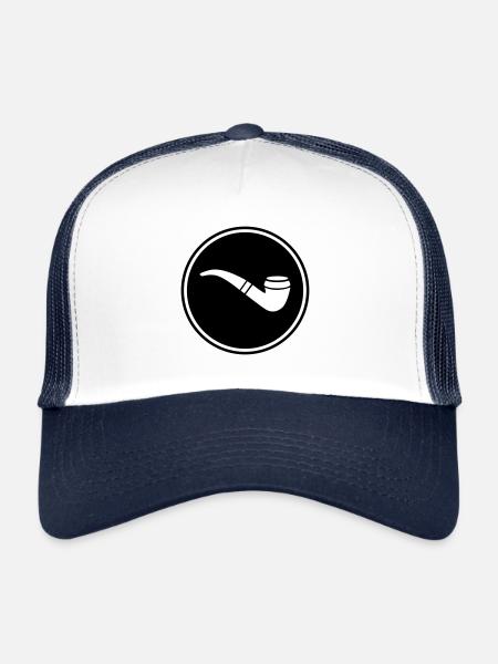 Smoking a pipe - Trucker Cap - white/navy - Front