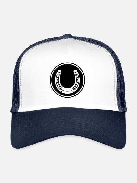 icône de fer à cheval - Casquette trucker  - blanc/marine - Devant