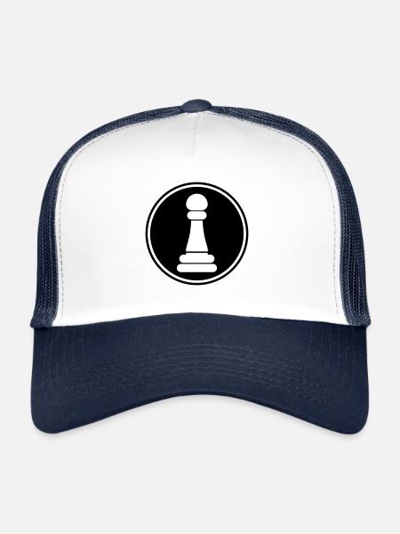 Pièce d'échecs pion évêque - Casquette trucker  - blanc/marine - Devant