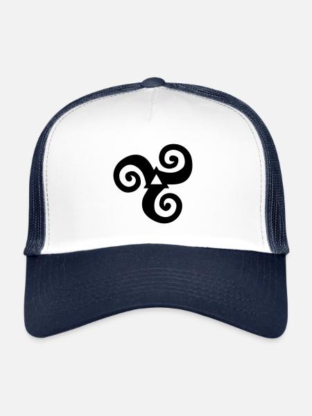 triskel breton symbole bretagne 11 5 - Casquette trucker  - blanc/marine - Devant