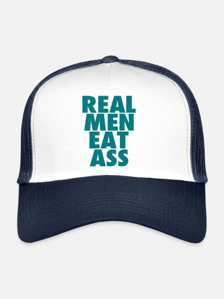 Real Men eat ass - Casquette trucker  - blanc/marine - Devant