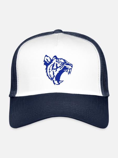 tigre rugit sauvage 120 - Casquette trucker  - blanc/marine - Devant
