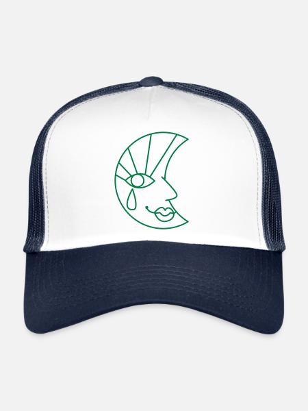 Moon face and tear drop - Trucker Cap - white/navy - Front