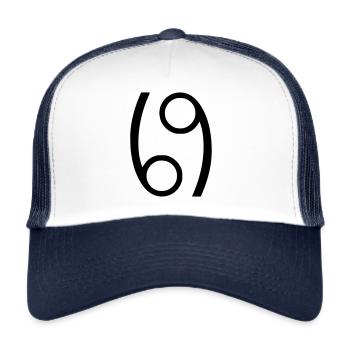69 Stellung 60 Position Sexstellung Kamasutra Sex - Trucker Cap - Weiß/Navy - Vorne
