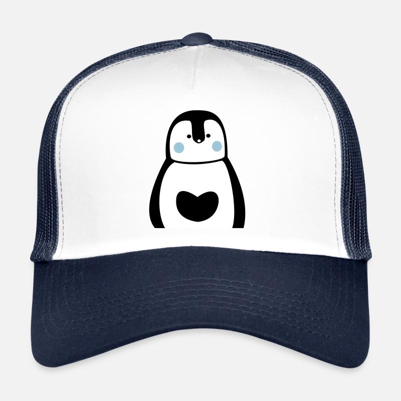 süßer Pinguin Pinguinliebhaber Pinguinfan Geschenk - Trucker Cap - Weiß/Navy