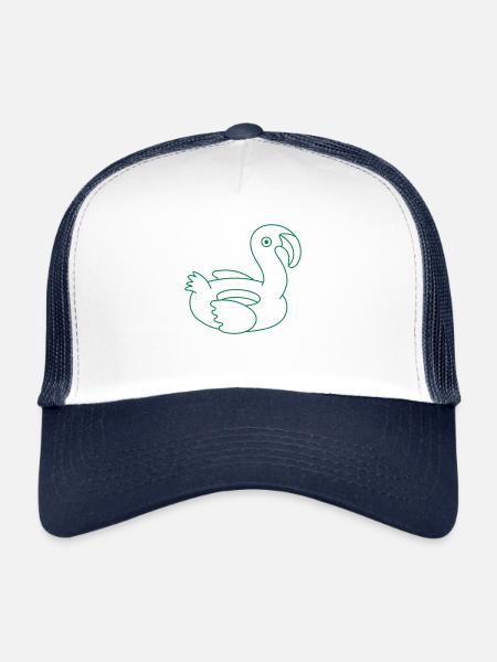 cercle de piscine flamant rose - Casquette trucker  - blanc/marine - Devant
