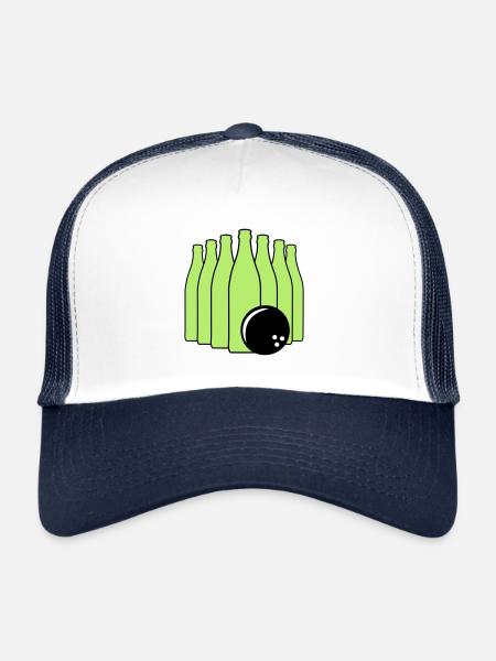 Beer bowling with bowling ball. bichrome. - Trucker Cap - white/navy - Front