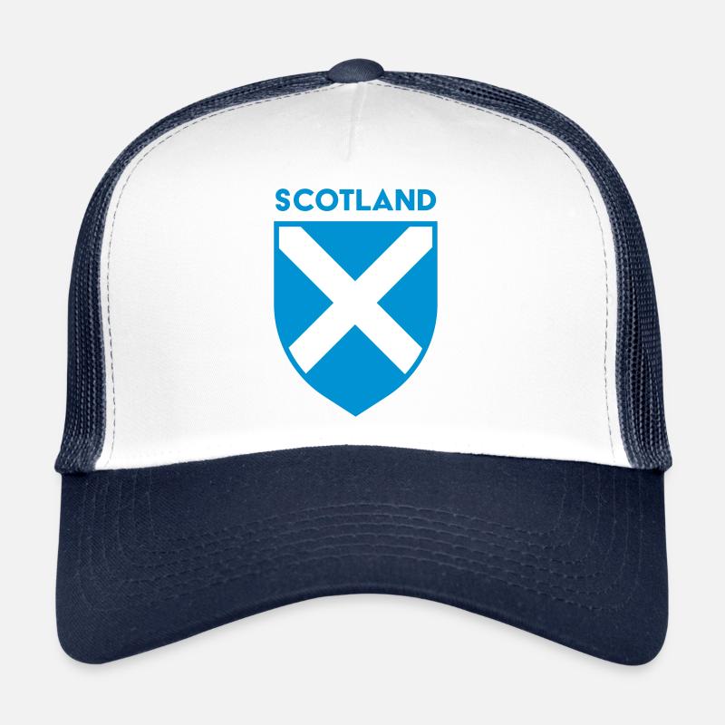 Bouclier de drapeau de Saltire d'Écosse (contour bleu) Casquette trucker 