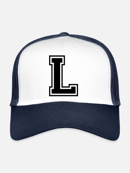 Letter L Team Football Baseball Basketball University - Trucker Cap - white/navy - Front