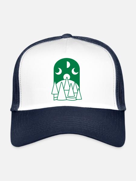 BOHO Moon phases arc with forest - Trucker Cap - white/navy - Front