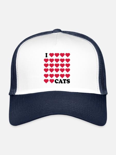 I love Cats - Casquette trucker  - blanc/marine - Devant