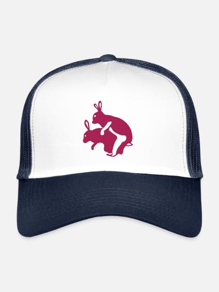 lapin amour sexe baise coite 1 - Casquette trucker  - blanc/marine - Devant
